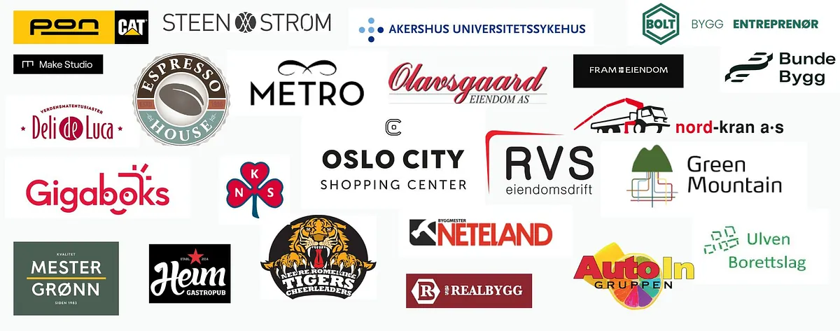 Samarbeidspartnere til K2 Elektro, oslo city, mester grønn, gigaboks, metro, esresso house osv